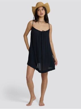 Billabong Beach Song Solid Mini Dress in Black Sands Size Small NWT